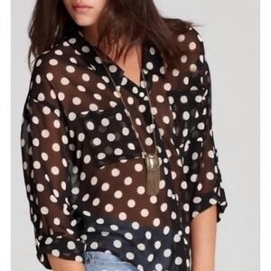 Free People Rider Blouse‎ Polka Dots